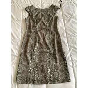 Tory Burch Sheath Size 12 Brown Green Floral Pattern V-Back Classic Designer